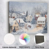 Peaceful Snow Covered Country Village Winter Landscape Canvas Wall Art Print Decor Picture Ready to Hang