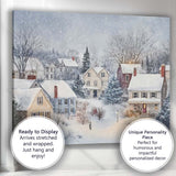 Peaceful Snow Covered Country Village Winter Landscape Canvas Wall Art Print Decor Picture Ready to Hang