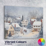 Peaceful Snow Covered Country Village Winter Landscape Canvas Wall Art Print Decor Picture Ready to Hang