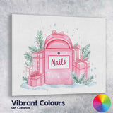 Pink Christmas Mailbox Watercolour Gift Boxes Festive Illustration Canvas Wall Art Print Decor Picture Ready to Hang