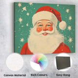 Retro Smiling Santa Claus Portrait Festive Holiday Illustration Canvas Wall Art Print Decor Picture Ready to Hang