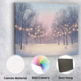 Soft Pastel Winter Woodland Fairy Lights Snowfall Canvas Wall Art Print Decor Picture Ready to Hang