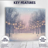 Soft Pastel Winter Woodland Fairy Lights Snowfall Canvas Wall Art Print Decor Picture Ready to Hang