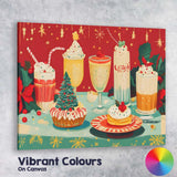 Festive Christmas Drinks Dessert Table Holiday Cocktail Illustration Canvas Wall Art Print Decor Picture Ready to Hang