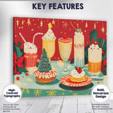 Festive Christmas Drinks Dessert Table Holiday Cocktail Illustration Canvas Wall Art Print Decor Picture Ready to Hang