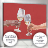 Christmas Wine Glass Toast Celebration Minimalist Illustration Canvas Wall Art Print Decor Picture Ready to Hang