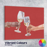 Christmas Wine Glass Toast Celebration Minimalist Illustration Canvas Wall Art Print Decor Picture Ready to Hang