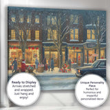 Cosy Snowy Christmas High Street Evening Winter Village Canvas Wall Art Print Decor Picture Ready to Hang