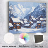 Snow Covered Alpine Village Mountain Winter Landscape Canvas Wall Art Print Decor Picture Ready to Hang
