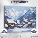 Snow Covered Alpine Village Mountain Winter Landscape Canvas Wall Art Print Decor Picture Ready to Hang