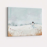 Minimalist Winter Snowman Watercolour Landscape Canvas Wall Art Print Decor Picture Ready to Hang