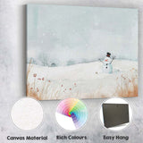Minimalist Winter Snowman Watercolour Landscape Canvas Wall Art Print Decor Picture Ready to Hang