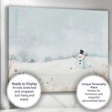 Minimalist Winter Snowman Watercolour Landscape Canvas Wall Art Print Decor Picture Ready to Hang