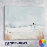 Minimalist Winter Snowman Watercolour Landscape Canvas Wall Art Print Decor Picture Ready to Hang