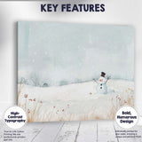 Minimalist Winter Snowman Watercolour Landscape Canvas Wall Art Print Decor Picture Ready to Hang