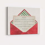 Funny Dear Santa Christmas Letter Watercolour Red Envelope Canvas Wall Art Print Decor Picture Ready to Hang