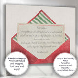 Funny Dear Santa Christmas Letter Watercolour Red Envelope Canvas Wall Art Print Decor Picture Ready to Hang