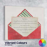 Funny Dear Santa Christmas Letter Watercolour Red Envelope Canvas Wall Art Print Decor Picture Ready to Hang