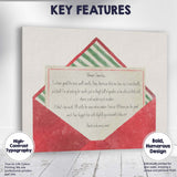 Funny Dear Santa Christmas Letter Watercolour Red Envelope Canvas Wall Art Print Decor Picture Ready to Hang