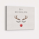 Minimalist Rudolph Reindeer Face Christmas Typography Canvas Wall Art Print Decor Picture Ready to Hang