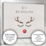 Minimalist Rudolph Reindeer Face Christmas Typography Canvas Wall Art Print Decor Picture Ready to Hang