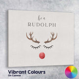 Minimalist Rudolph Reindeer Face Christmas Typography Canvas Wall Art Print Decor Picture Ready to Hang