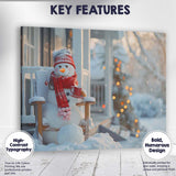 Cosy Winter Snowman With Hot Drink Christmas Porch Scene Canvas Wall Art Print Decor Picture Ready to Hang