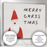 Minimalist Merry Christmas Santa Festive Typography Illustration Canvas Wall Art Print Decor Picture Ready to Hang