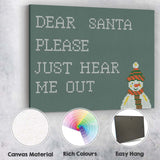 Cross Stitch Dear Santa Please Just Hear Me Out Humorous Christmas Quote Canvas Wall Art Print Decor Picture Ready to Hang