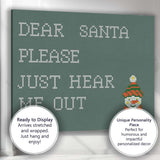 Cross Stitch Dear Santa Please Just Hear Me Out Humorous Christmas Quote Canvas Wall Art Print Decor Picture Ready to Hang