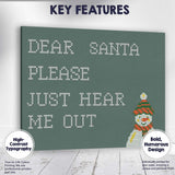 Cross Stitch Dear Santa Please Just Hear Me Out Humorous Christmas Quote Canvas Wall Art Print Decor Picture Ready to Hang