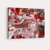 Festive Pink Christmas Cocktail Holly Berry Holiday Drinks Canvas Wall Art Print Decor Picture Ready to Hang