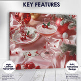 Festive Pink Christmas Cocktail Holly Berry Holiday Drinks Canvas Wall Art Print Decor Picture Ready to Hang