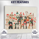 Cute Christmas Dogs Wearing Santa Hats Festive Pet Illustration Canvas Wall Art Print Decor Picture Ready to Hang