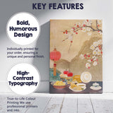 Traditional Chinese Blossom Branch Still Life Tea Ceremony Canvas Wall Art Print Decor Picture Ready to Hang