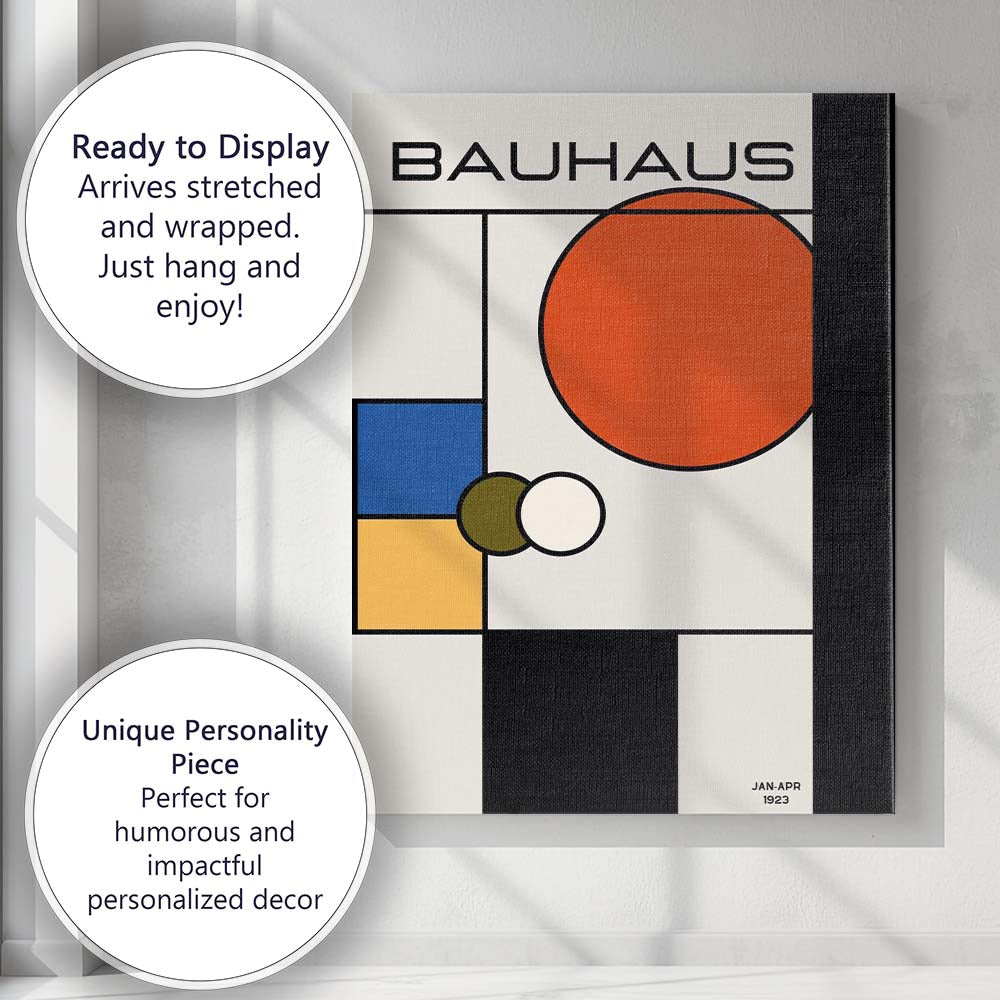 Minimalist Bauhaus Geometric Abstract Retro Design Canvas Wall Art Print Decor Picture Ready to Hang