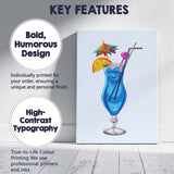 Blue Tropical Cocktail Summer Drink Illustration Canvas Wall Art Print Decor Picture Ready to Hang