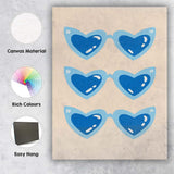 Blue Heart Shaped Sunglasses Pop Art Illustration Canvas Wall Art Print Decor Picture Ready to Hang
