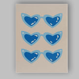 Blue Heart Shaped Sunglasses Pop Art Illustration Canvas Wall Art Print Decor Picture Ready to Hang