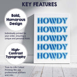 Blue Howdy Western Cowgirl Typography Canvas Wall Art Print Decor Picture Ready to Hang