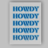 Blue Howdy Western Cowgirl Typography Canvas Wall Art Print Decor Picture Ready to Hang