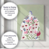 Elegant Floral Fashion Woman Botanical Watercolour Illustration Canvas Wall Art Print Decor Picture Ready to Hang