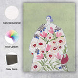 Elegant Floral Fashion Woman Botanical Watercolour Illustration Canvas Wall Art Print Decor Picture Ready to Hang