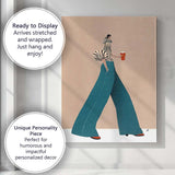 Minimalist Fashion Woman Wide Leg Trousers Modern Illustration Canvas Wall Art Print Decor Picture Ready to Hang