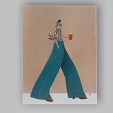 Minimalist Fashion Woman Wide Leg Trousers Modern Illustration Canvas Wall Art Print Decor Picture Ready to Hang