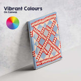 Red Blue Geometric Abstract Quilt Pattern Canvas Wall Art Print Decor Picture Ready to Hang