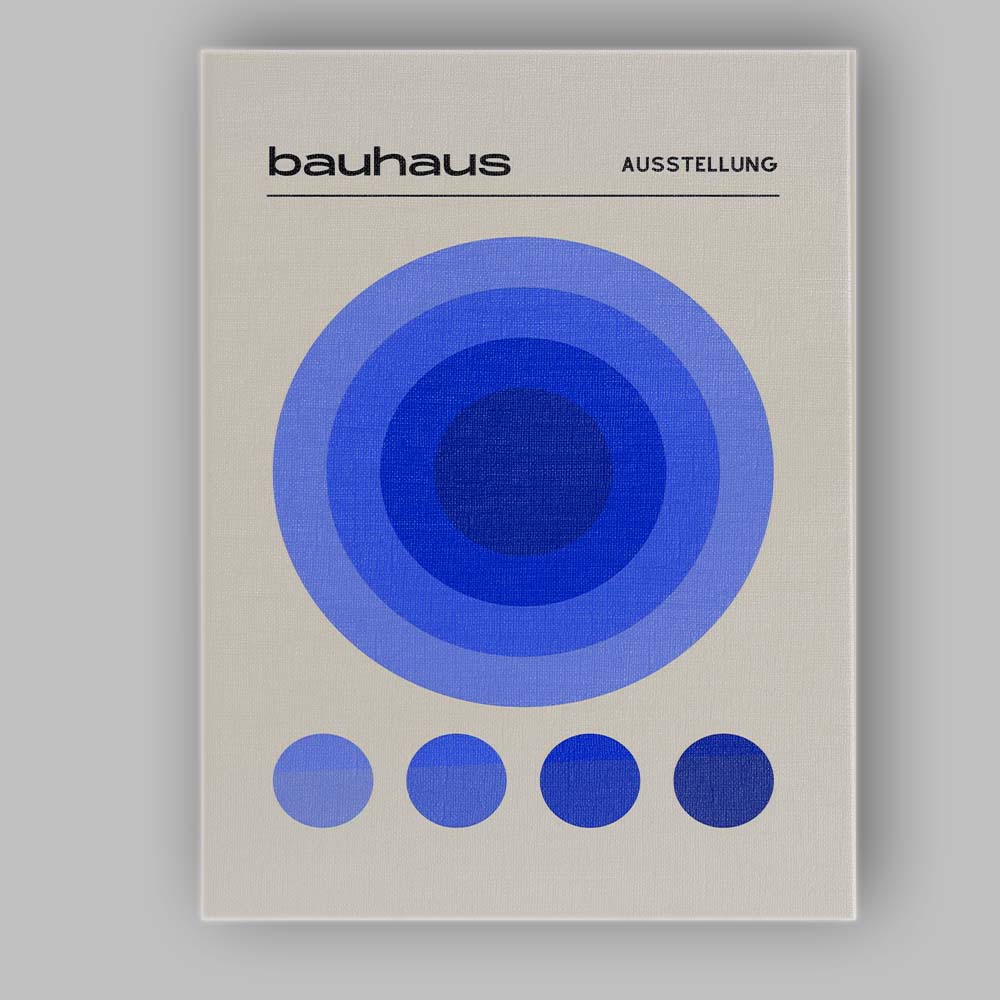 Blue Bauhaus Concentric Circle Geometric Minimalist Poster Canvas Wall Art Print Decor Picture Ready to Hang
