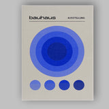 Blue Bauhaus Concentric Circle Geometric Minimalist Poster Canvas Wall Art Print Decor Picture Ready to Hang