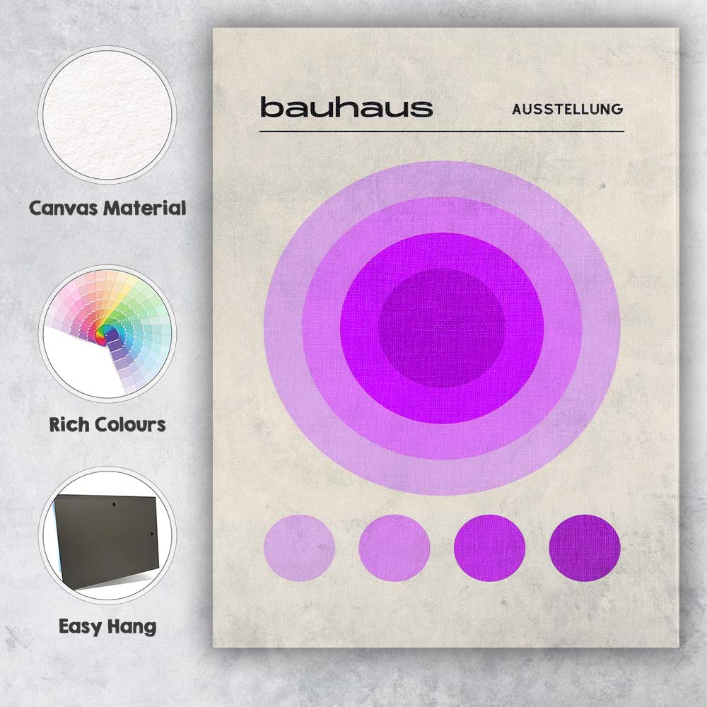 Purple Bauhaus Concentric Circle Geometric Minimalist Poster Canvas Wall Art Print Decor Picture Ready to Hang