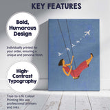 Dreamy Woman On Swing Sky Travel Illustration Canvas Wall Art Print Decor Picture Ready to Hang